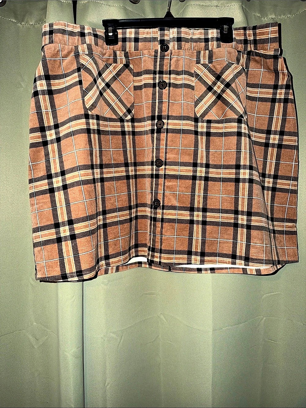 Torrid Corduroy Button-Front Mini Skirt Plaid Mini Skirt Brown & Black Size 3